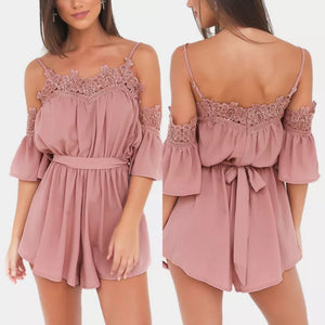 Pink Sexy Self tie Playsuit