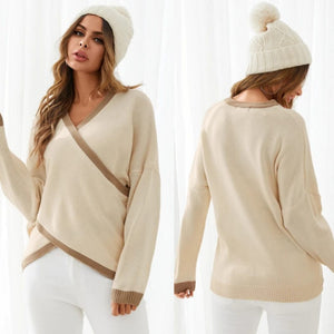 V-Neck Crossed Front Design Sweater (Multiple)