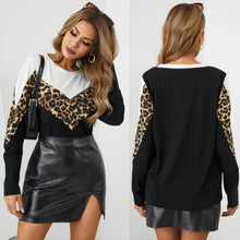 Load image into Gallery viewer, Leopard Patchwork Colour Block Crew Neck Long Sleeves Top (Multiple)