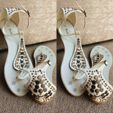 Load image into Gallery viewer, Gold Studded Sandals