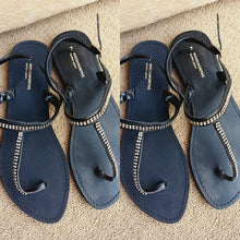 Load image into Gallery viewer, Gold &amp; Black Sandals