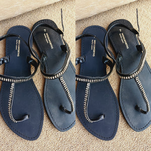 Gold & Black Sandals