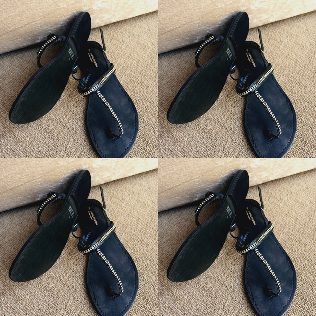 Gold & Black Sandals