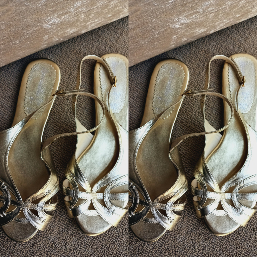 Gold Flat Strap Sandals