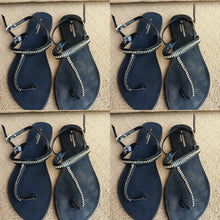 Load image into Gallery viewer, Gold &amp; Black Sandals