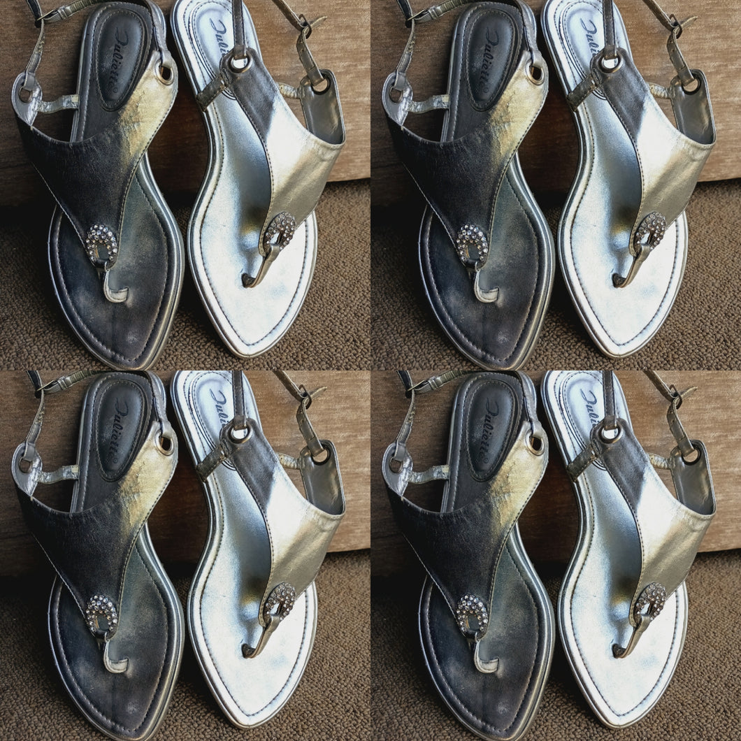 Silver Flat Sandals