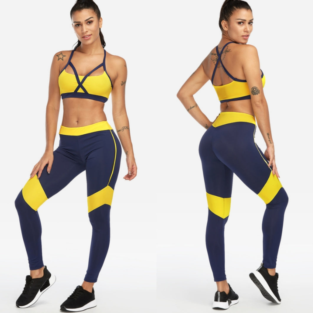 Blue and Yellow Two-piece Gym Wear Set – Chasing Trends Fashion