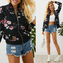 Load image into Gallery viewer, Floral Black Collar Jacket with Side Pockets