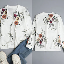 Load image into Gallery viewer, White Floral Zip Front Long Sleeves Jacket