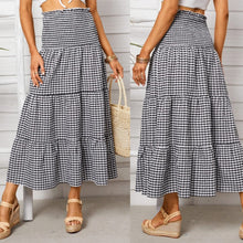 Load image into Gallery viewer, Tube Top Plaid Shirring Tiered Design Midi Dress (Multiple)