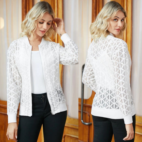 White Lace Floral Pattern Jacket