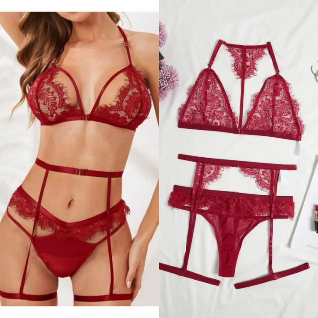 Sexy Lace Eyelash Trim Lingerie Set (Multiple)