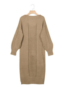 Hollow Design V-Neck Long Sleeves Sweater Dress