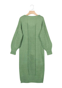 Hollow Design V-Neck Long Sleeves Sweater Dress