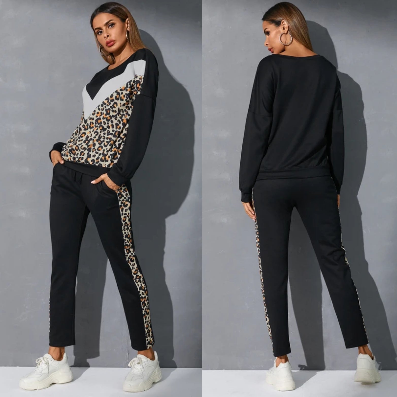 Black and store leopard print tracksuit